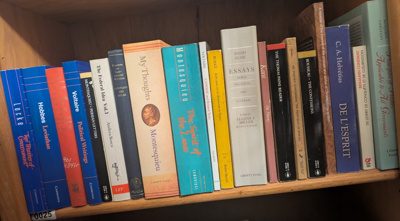 Photograph of Shelf 25, turned 90 degrees left and aligned for reading.