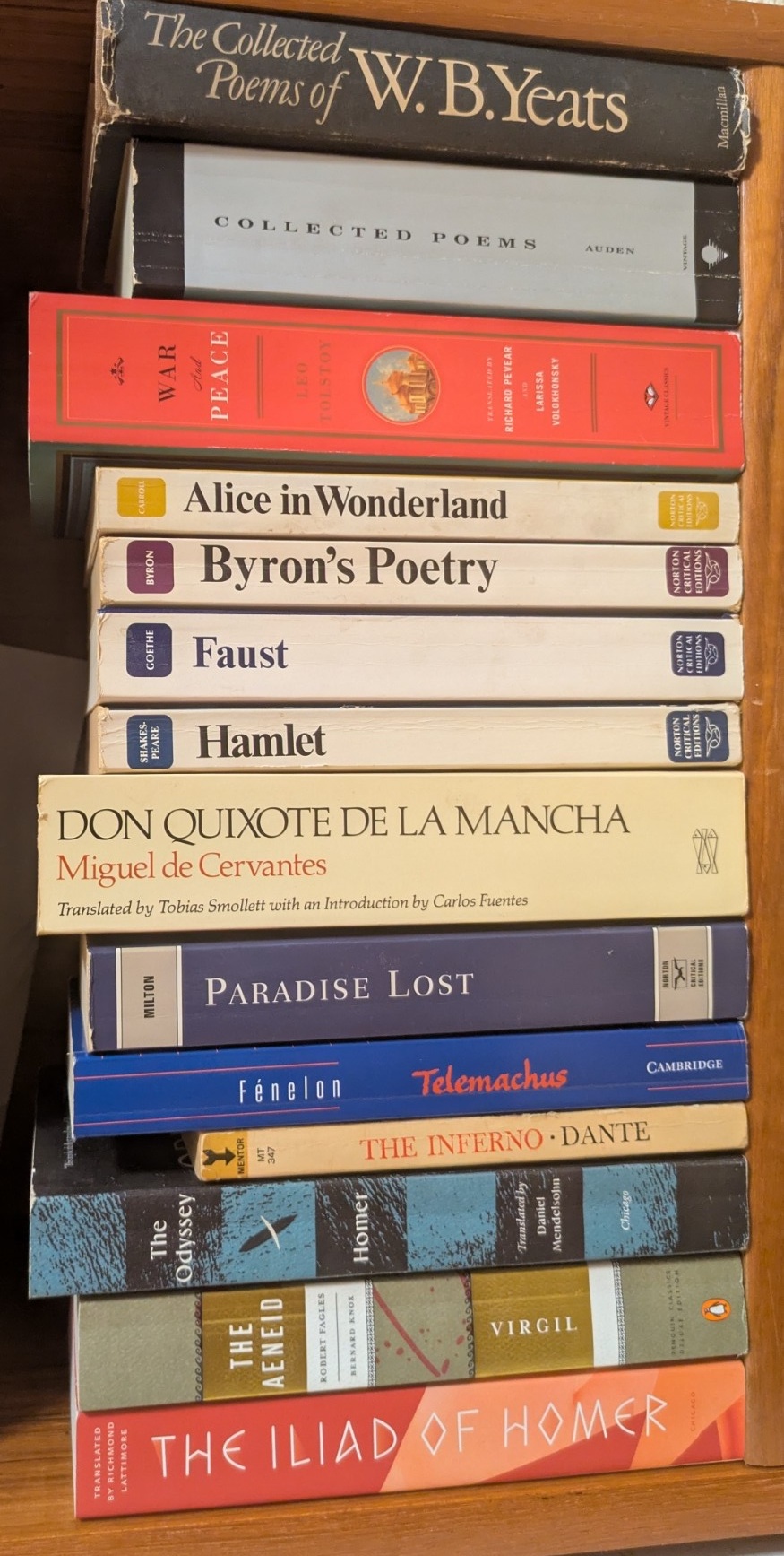 Photograph of Shelf 54A; books are listed in top-to-bottom order alongside the photograph.